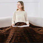 BEDELITE Ribbed Twin Blanket for Couch & Bed, Chocolate Brown, Warm Yet - Image 3