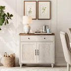 WAMPAT Buffet Cabinet with Doors & Drawer, Large Coffee Bar Table Wood Kitchen - Image 7