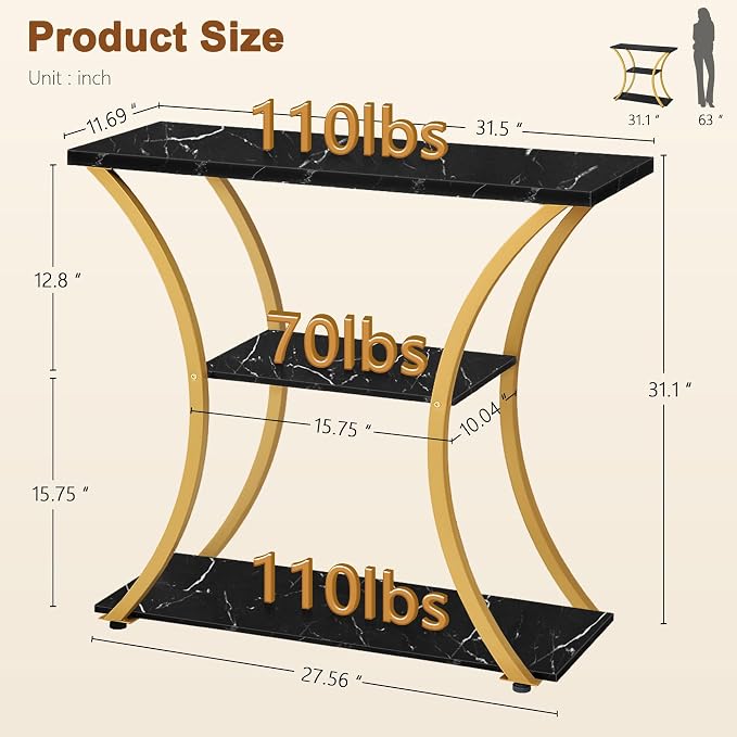 Hoctieon 3 Tier Console Table - Image 2