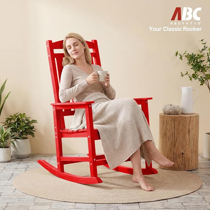 Outdoor Adirondack Rocking Chairs All-Weather HDPE Patio Rocker Chair - Image 2