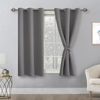 Blackout Curtains for Bedroom, Light Grey, 42 x 45 Inch, 2 Panels | Thermal - Image 8