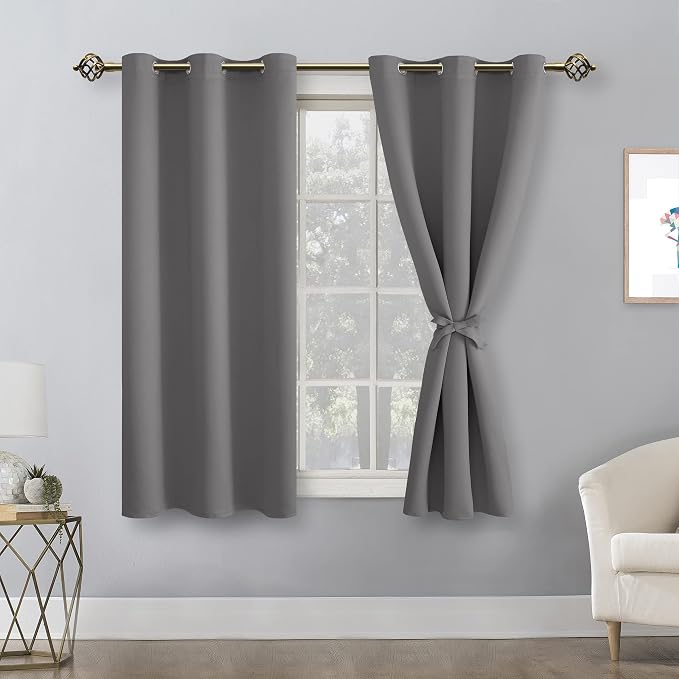 Blackout Curtains for Bedroom, Light Grey, 42 x 45 Inch, 2 Panels | Thermal - Image 8