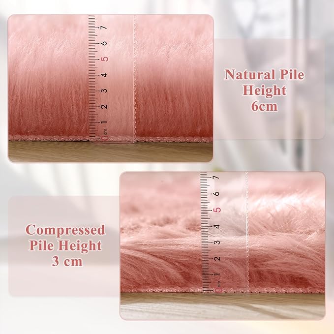 ORINOVA Pink Shag Washable 5x7 Area Rugs - Image 4