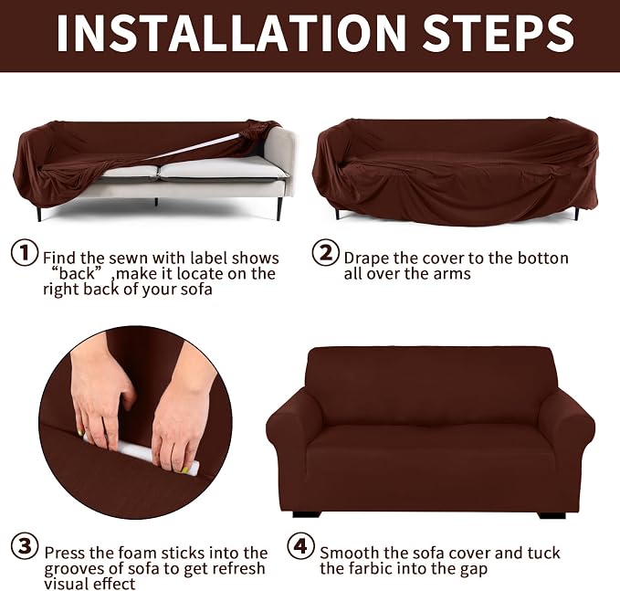 Peryiter 3 Pcs Couch and Loveseat Covers Set Sofa Cover - Image 3