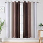 Brown and Greyish White Blackout Curtains 52Wx72L 2 Panels | Ombre Curtains - Image 2