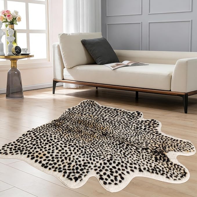 Leopard Print Rug, Cheetah Rugs 5.2x6.8ft Large Faux Cowhide Hide Skin Rug - Image 6