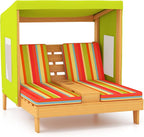 HONEY JOY Kids Chaise Lounge Chair Outdoor, Toddler Wood Double Pool Lounger by HONEYJOY