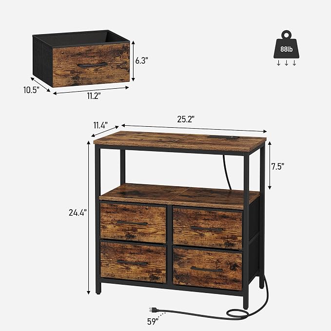 TUTOTAK Large Night Stand with Charging Station, Nightstand with USB and Type-C - Image 3