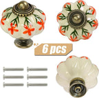 Ivory & Orange Pumpkin Knobs 6 Pack Ceramic Cabinet Knobs Vintage Drawer Pulls - Image 3