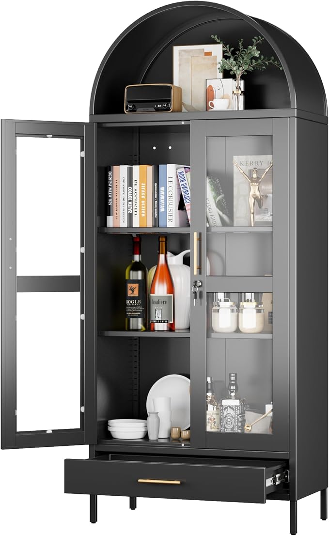 Metal Arched Display Cabinet by GANGMEIMENTALSTORAGECABINET