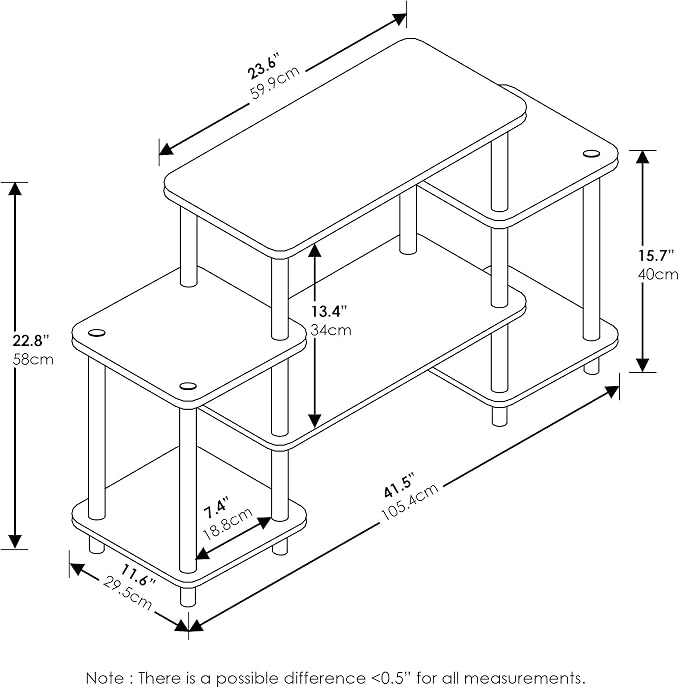 Furinno Turn-N-Tube No Tools Entertainment TV Stands, Beech/White, Square Corner - Image 3