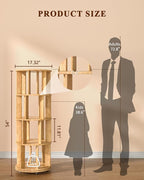 4-Tier Solid Wood Rotating Bookshelf on Wheels, 360° Spinning Book Shelf Tower - Image 2