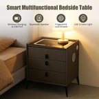 Smart Nightstand with Charging Station, Adjustable LED, USB Ports, Fingerprint - Image 3