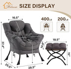 Welnow Lazy Chair with Ottoman, Modern Accent Chair with Armrests and a Side - Image 3