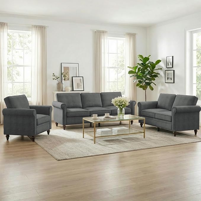 Living Room Sofa Sets 3 Piece, Modern 3 Seater Sofa and Loveseat Couch and by RedefiningHomeComfort