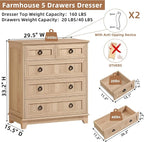 Joaxswe Farmhouse 5 Drawer Dresser - Image 2