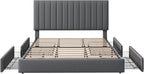 Allewie King Size Storage Bed Frame, Vertical Channel Tufted Adjustable - Image 8