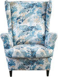 HAOYONG Wing Chair Slipcovers Printed Wingback Chair Covers 2 Pieces Wingback by HAOYONG
