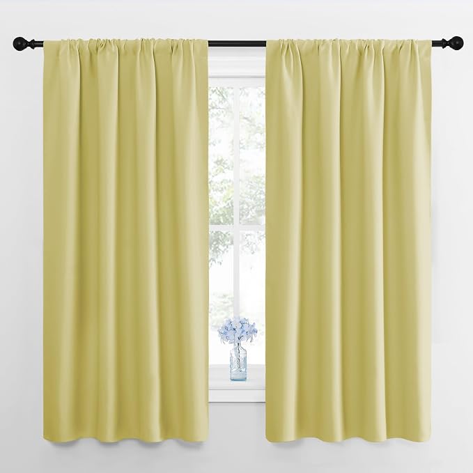 NICETOWN Blackout Curtains for Bedroom, Paler Yellow, 1 Pair, 42 by 45-inch by NICETOWN
