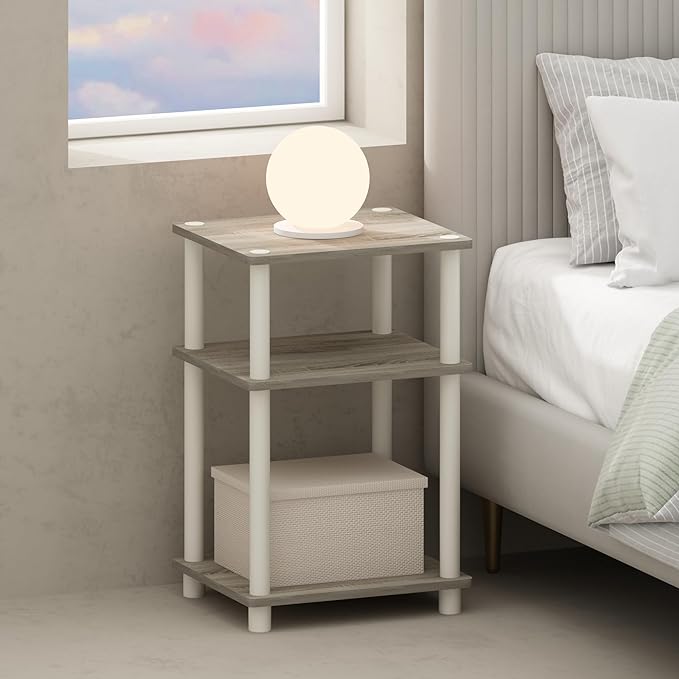 Furinno Just 3-Tier Turn-N-Tube Open Storage Nightstand, Plastic Poles by Furinno-FitsYourSpaceFitsYourBudget