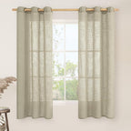 63 Inch Length Linen Sheer Curtains 2 Panels Set, Oatmeal Light Filtering by LAMIT