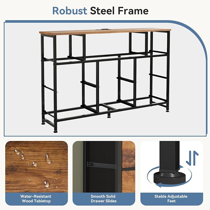 DUMOS TV Stand Dresser with 8 Fabric Drawers and Open Shelves, LED - Image 5