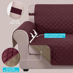 U-NICE HOME Reversible 23''Recliner Small Chair Cover, Burgundy/Tan | Recliner - Image 3