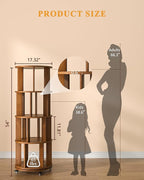 4-Tier Solid Wood Rotating Bookshelf on Wheels, 360° Spinning Book Shelf Tower - Image 2