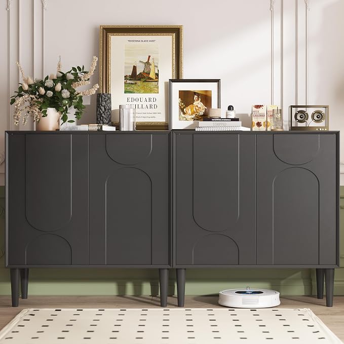 Easyego 63″ Mid Century Modern Sideboard Buffet Cabinet, Dining Room, 2-Piece - Image 8