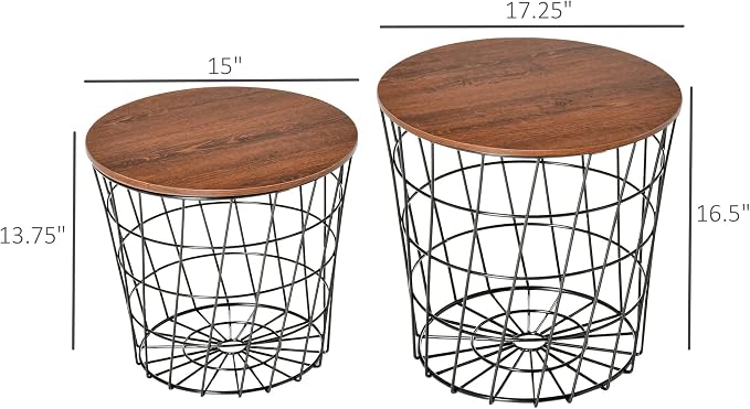 HOMCOM End Tables Set of 2, Nesting Tables - Image 3