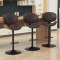 KCC Bar Stools Set of 3, Swivel Adjustable Height Barstools, PU Leather by KCC