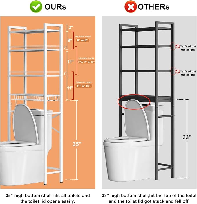 Kalrin Over-The-Toilet Storage Rack, 4-Tier Bathroom Organizer Shelf Over Toilet - Image 2