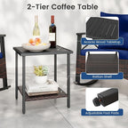 Tangkula 3 Piece Rattan Rocking Chair Set, Patio Rocker Bistro Set w/Acacia - Image 7
