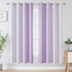 Lilac and Greyish White Ombre Blackout Curtains Living Room 72 Inches Long | - Image 2