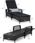 COSTWAY PE Rattan Chaise Lounge Chair, 6 Gear Adjustable Recliner - Image 3