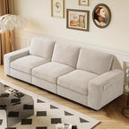 TEKAMON 100" Modular Sofa with Seats Storage, Comfy 3-Seater Chenille Fabric - Image 7