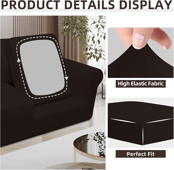 Easy-Going 3 Pieces Stretch Chair Cover Washable Chair Slipcover Set - Image 6