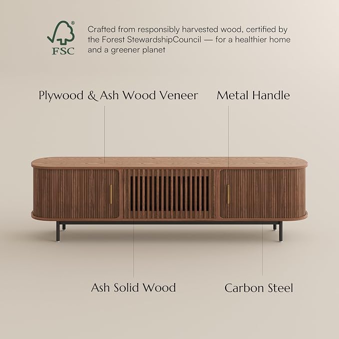 POVISON Fully-Assembled Mid Century Modern TV Stand - Image 3