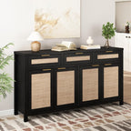 HOKYHOKY 2 Piece Rattan Sideboard Buffet Cabinet, Boho Storage Cabinet - Image 2