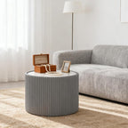 Marble Round Side Table, 17.71" Fluted End Table - Image 3