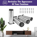 8 Inch Metal Furniture Legs Stainless Steel Adjustable Legs Silver Metal Legs - Image 2