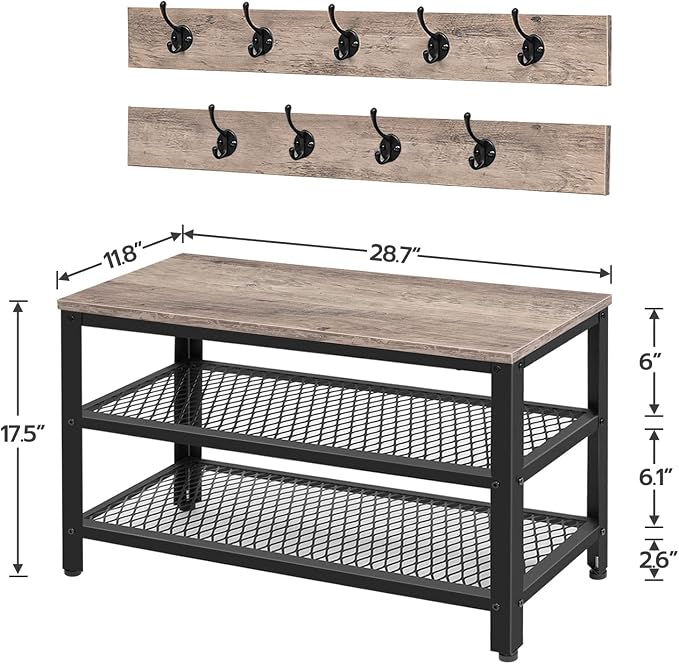 HOOBRO Hall Tree Entryway Storage Bench, Coat Rack Shoe Bench, Shoe Rack - Image 5