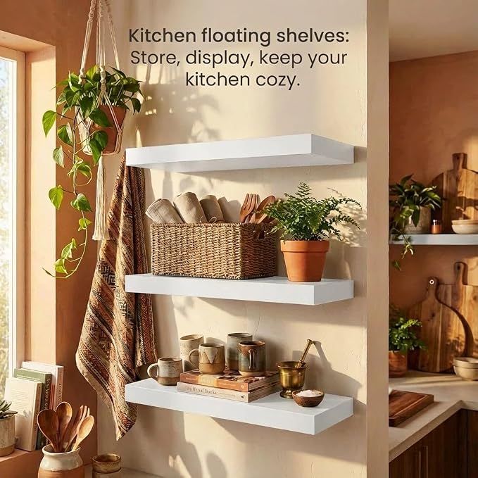 SAUMONIERES Floating Shelves Wall Shelf Solid Wood - Image 5