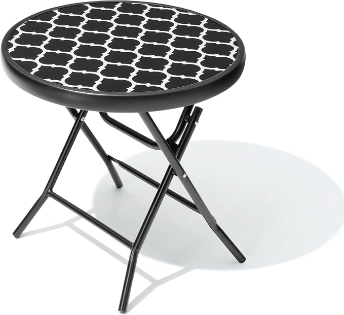 Foldable Patio Side Tables, 17.7" Small End Table Outdoor Weatherproof by Enjoymyhome