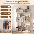 Giantex 5-Tier Bookshelf, 10-Cube White Geometric Bookcase - Image 4
