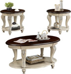 LKTART Oval Coffee Tables Set of 3, Vintage Wood Coffee Table by LKTART