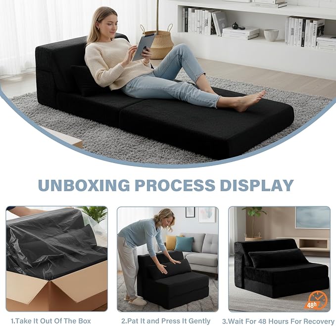 Tiita Convertible Folding Sofa Bed Single Size - Image 9
