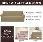 U-NICE HOME Oversized Stretch Couch Cover Slipcover, Sand | 3 Cushion Sofa - Image 4