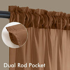 MIULEE Dark Brown Sheer Curtains 63 Inches Long 4 Panels 42 x 63 Inches | Light - Image 3