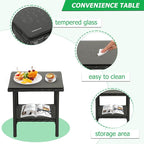FDW 3 Piece Outdoor Furniture Set Patio Wicker Chairs Furniture Bistro - Image 3